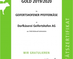 Zertifikate für unseren Käse
2019